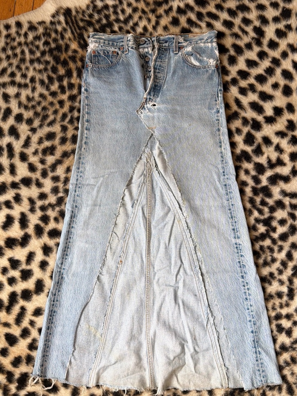 vintage charlotte rags/ Levi's Light Blue Denim Maxi Skirt with Slit